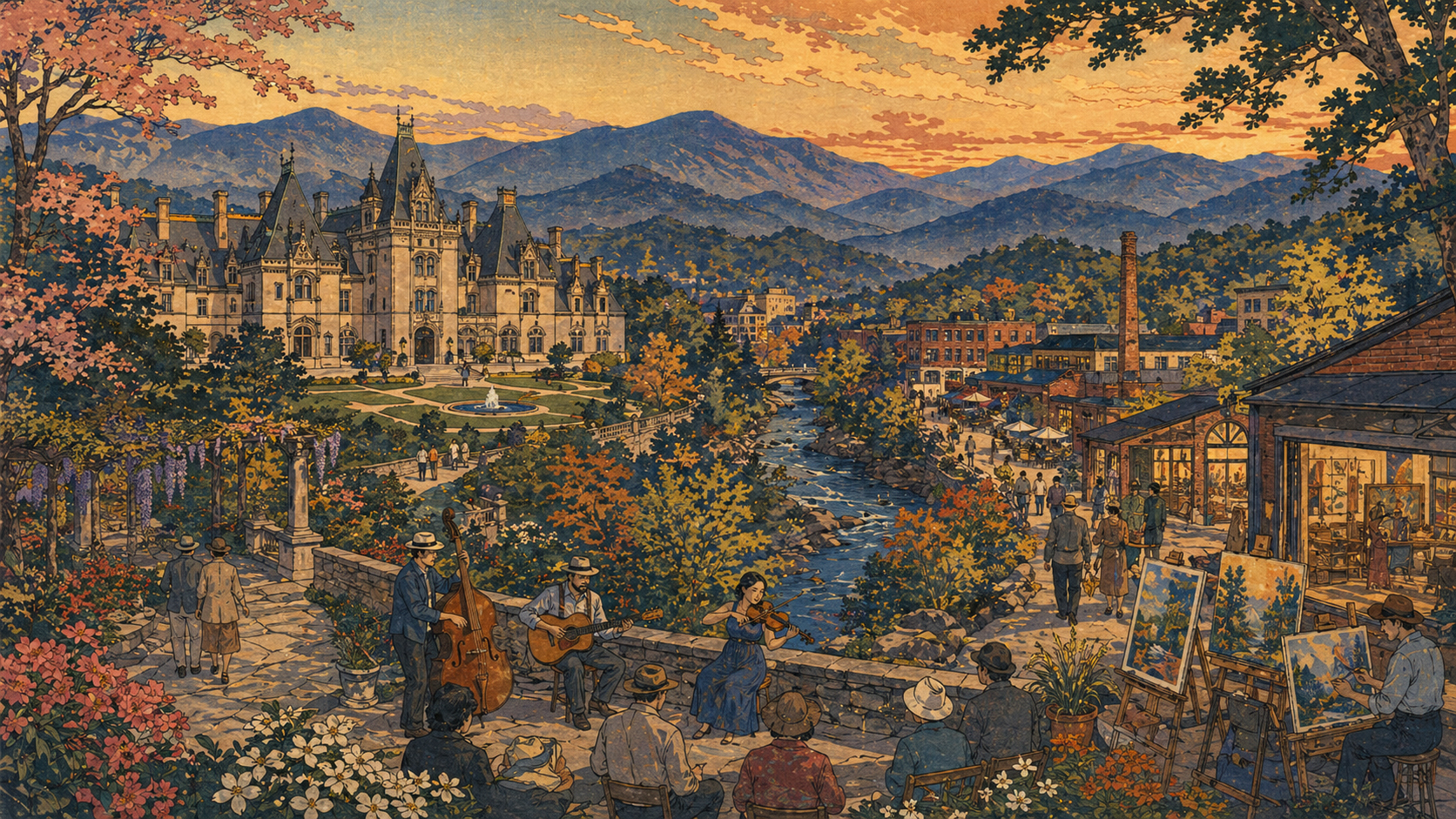 ビルトモア、リバー・アーツ、音楽、植物園をめぐるアシュビル旅