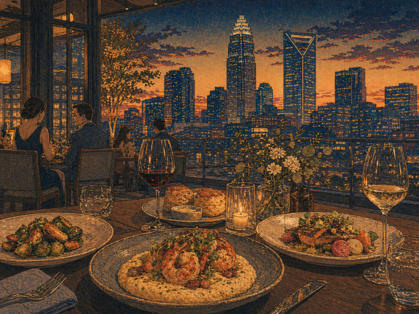 シャーロットのアップタウンで楽しむ南部料理とファインダイニングの食卓