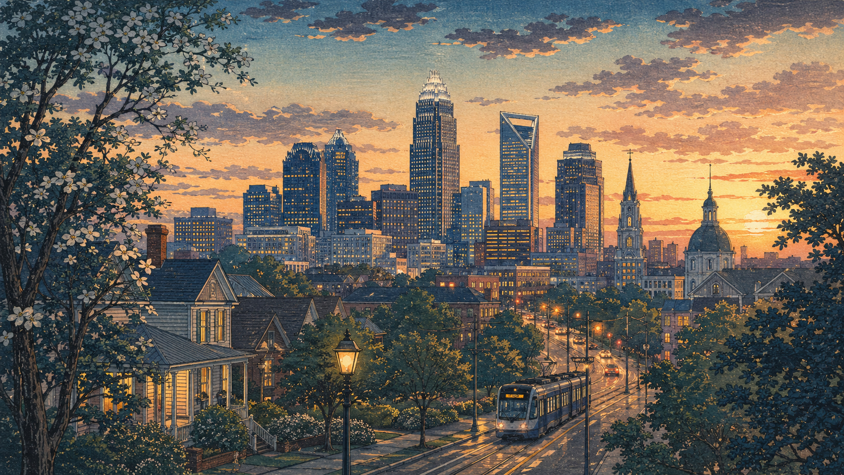 夕暮れのシャーロットのスカイライン