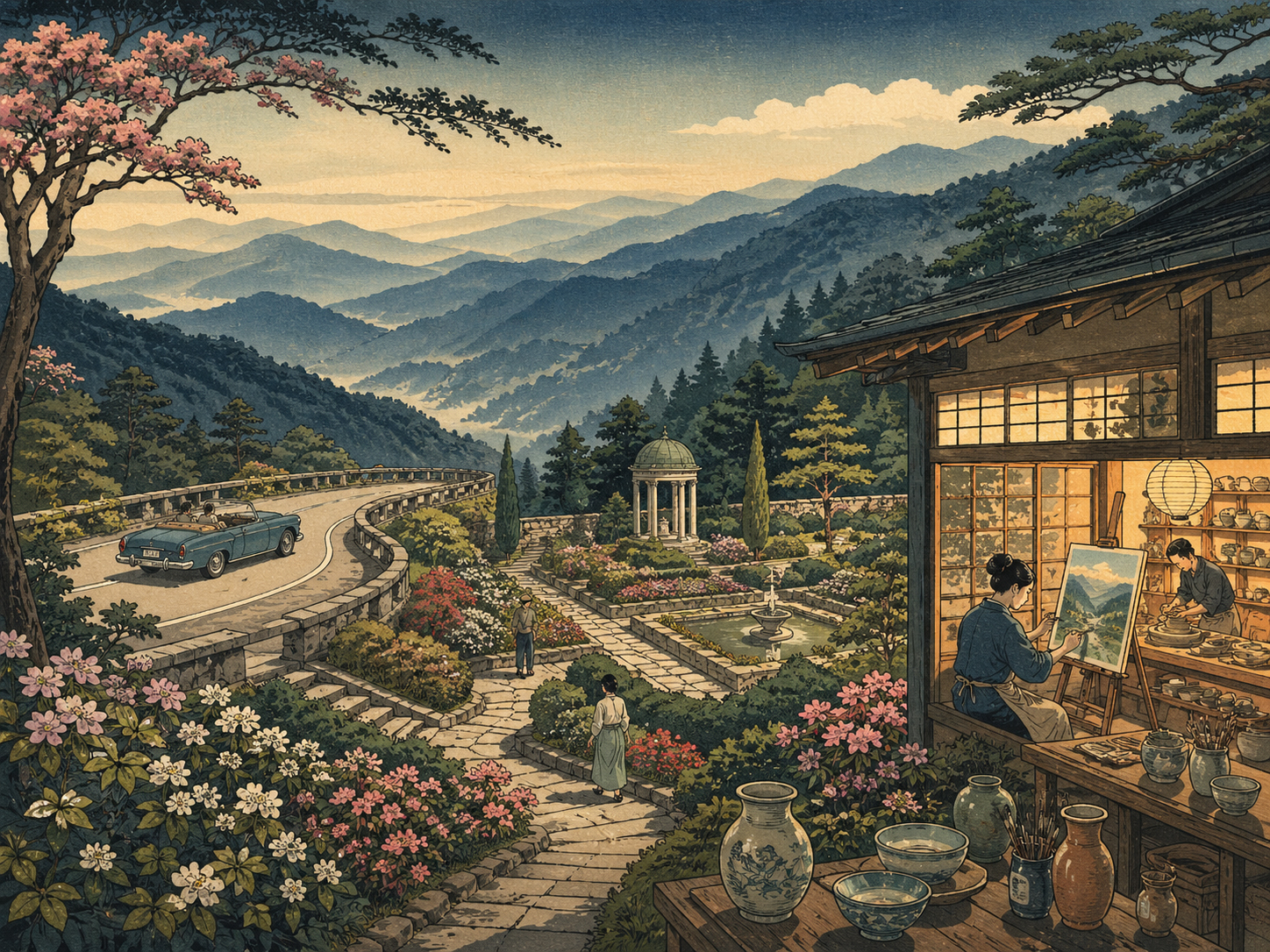 ブルーリッジの道、庭園、アートスタジオをめぐる旅