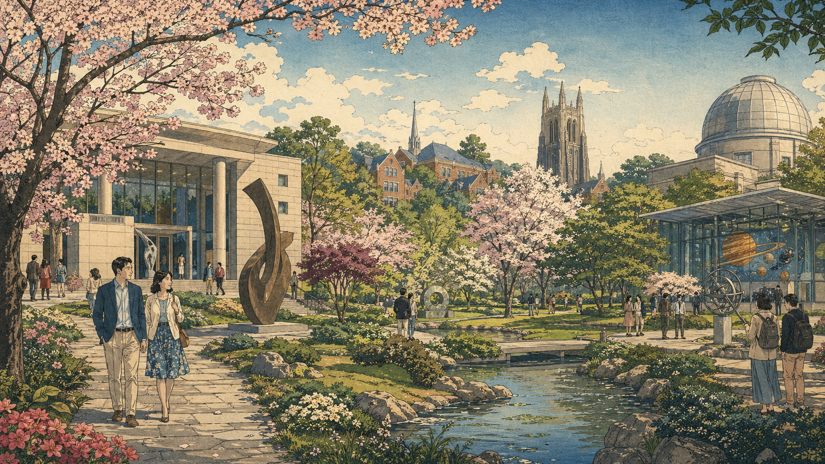 美術館、庭園、大学、科学館をめぐる旅